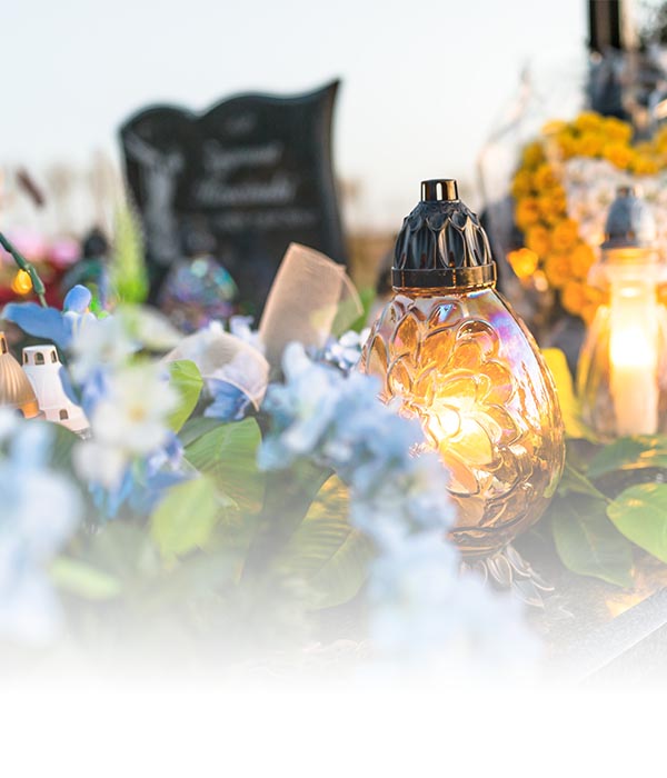 Memorial with flowers and candles