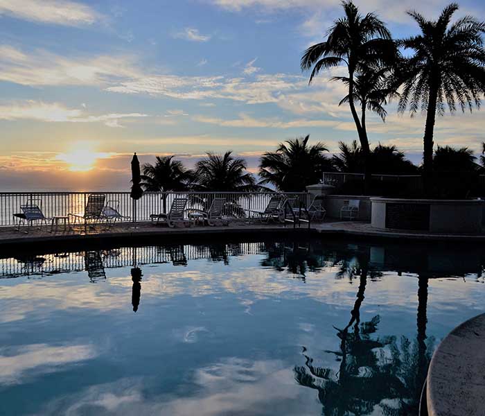 Southwest Florida swimming pool at sunset