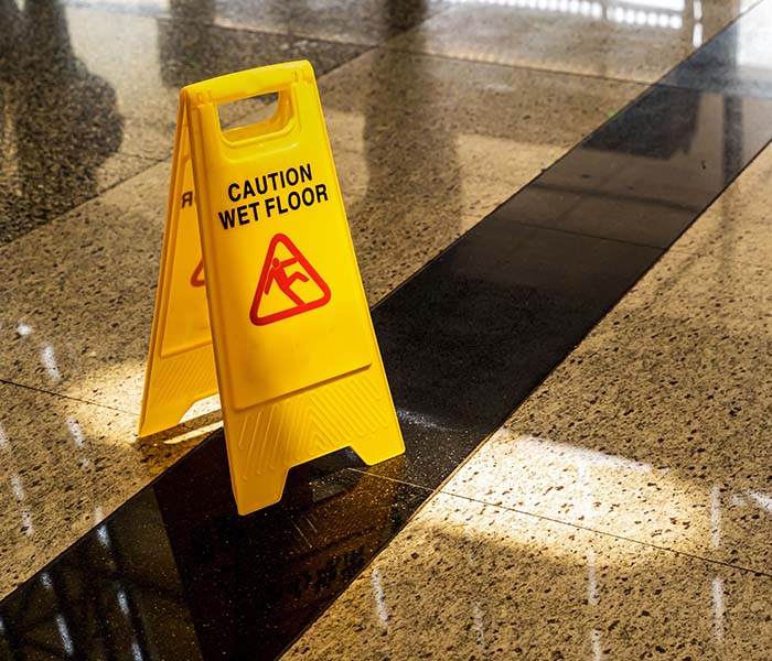 wet floor sign at office